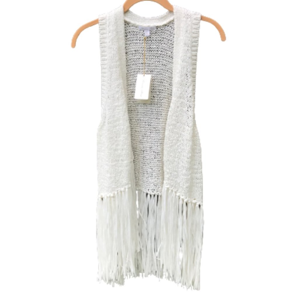 Minnie Rose Palm Fringe Vest Size M/L